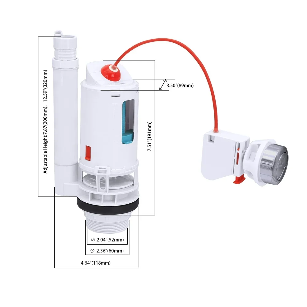 Dual flush toilet tank button 2 inch replacement valve drain valve accessories for easy installation and durability