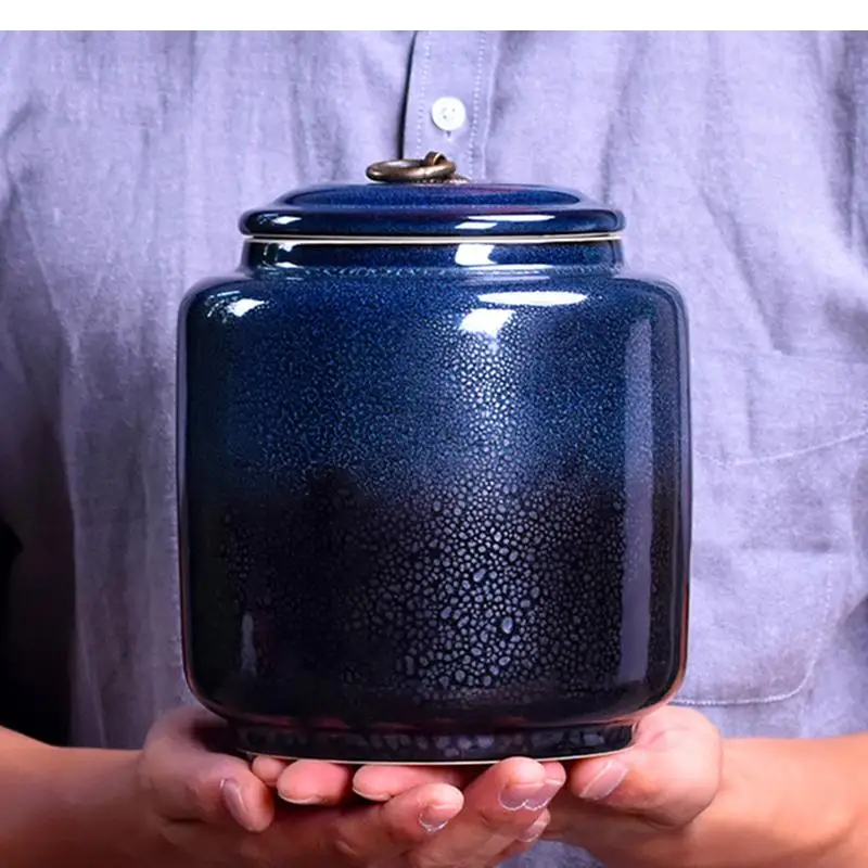 

Tea Storage Jar Container with Lid Ceramic Tea Cans Household Candy Airtight Jars Living Room Tableware Storage Supplies