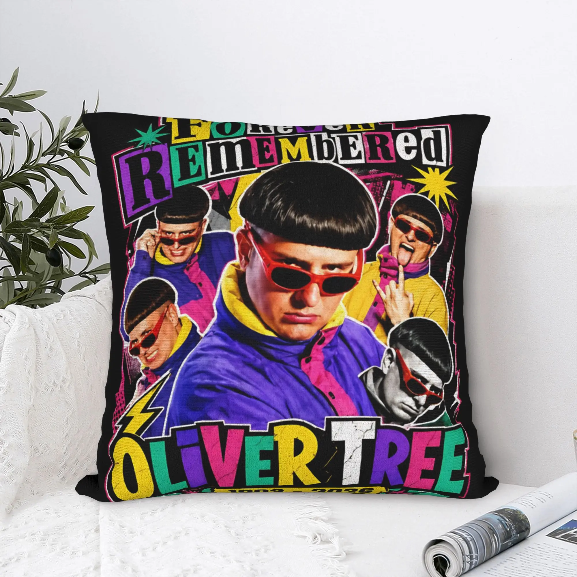 Oliver Tree Rest In Peace 1993 to 2026 Memorial Square Pillowcases  Couch Cushion Case Cute Decorative Throw Pillow Case 45*45