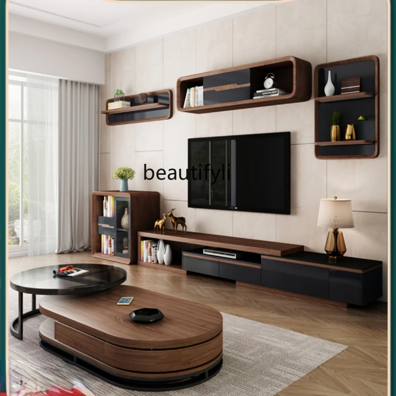 

HJ Coffee Table TV Cabinet Living Room Tea Table Living Room Simple round Tempered Glass