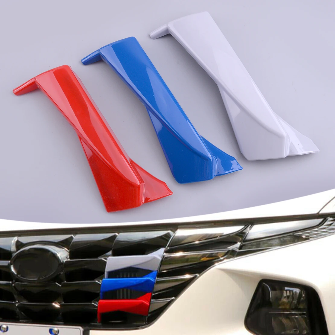 3Pcs Car Front Hood Grille Grill Strip Cover Trim Plastic Decoration Fit For Hyundai Tucson NX4 2021 2022 ABS