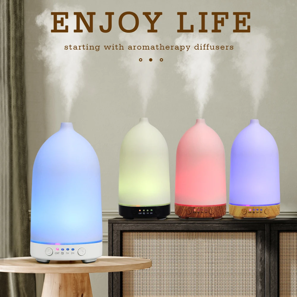 100ML Essential Oil Diffuser Desktop Ultrasonic Air Humidifier Home Fragrance Aroma Diffuser with 7 LED Color Changing Light