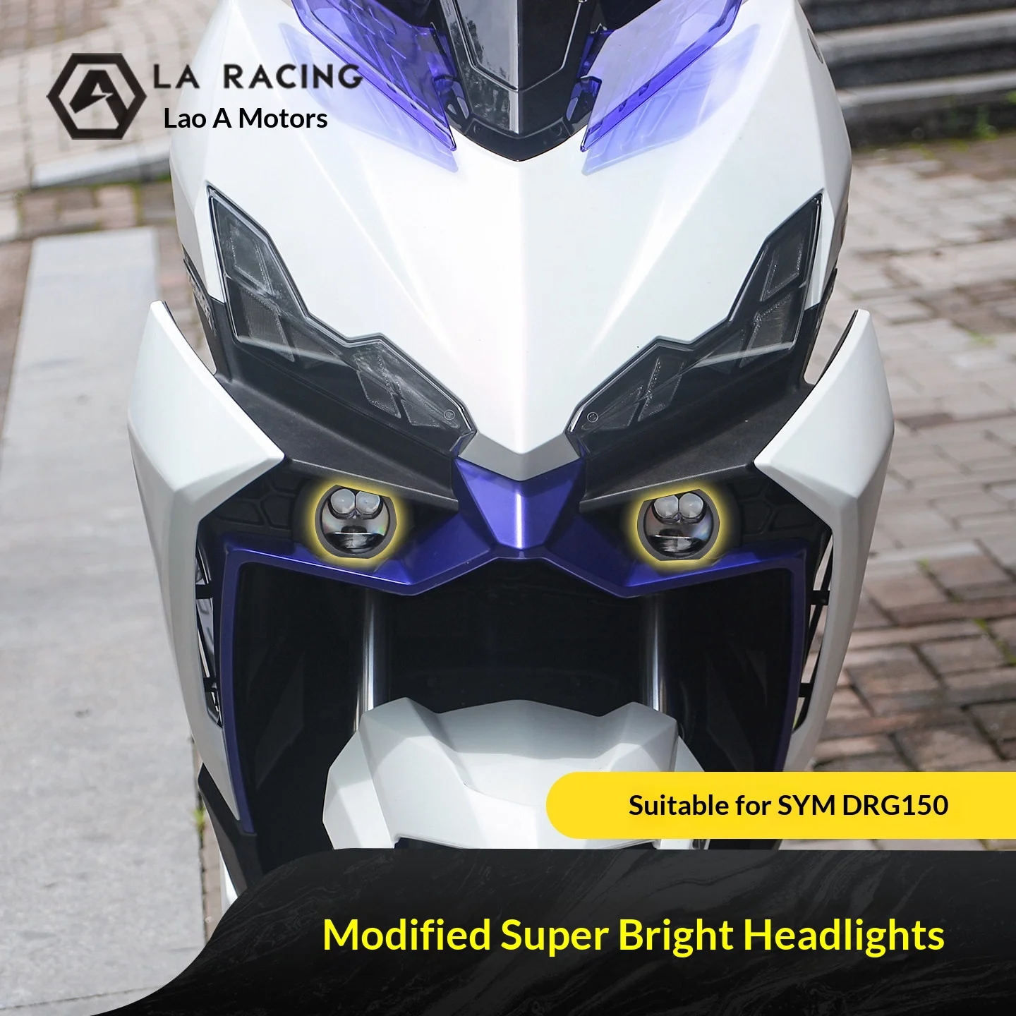 【Premium】For SYM DRG150 second-generation Dragon modification, ultra-bright headlights, three-color adjustable headlights, front