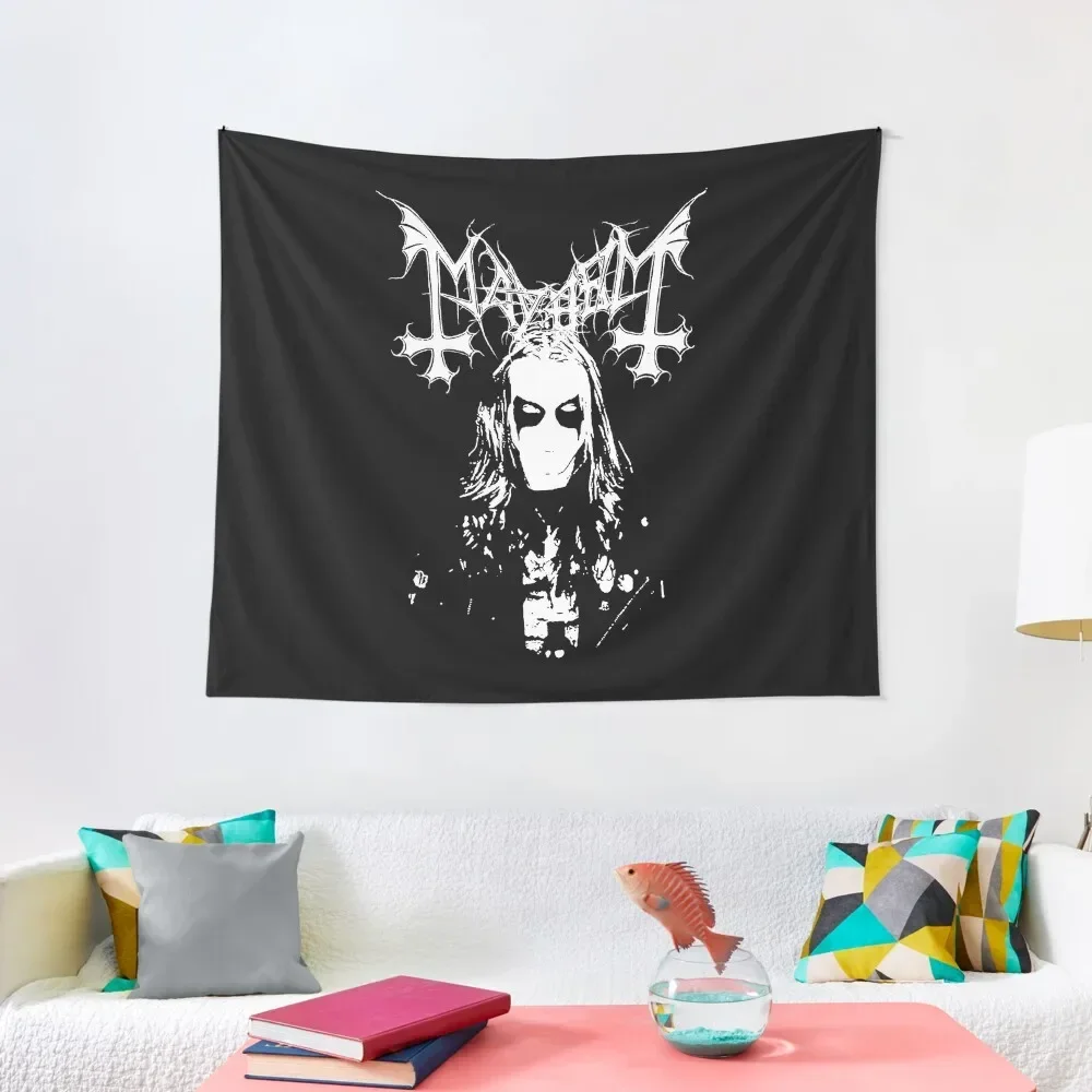 

Mayhem - Norway Band - Original Logo - Fanart In Memory of Per Yngve Ohlin aka Dead Tapestry Mushroom Decorative Wall Tapestry
