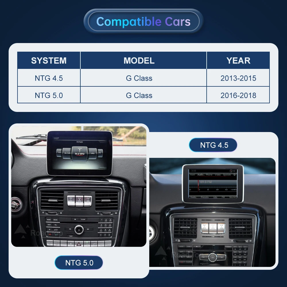 Road Top Wireless Apple CarPlay Android Auto Multimedia Display Screen for Mercedes-Benz G Class W463 2013-2018 NTG4.5 NTG5.0