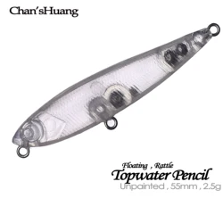 Chan'sHuang 30PCS Unpainted Blanks Bait 5.5cm 2.4g Floating Rattle Topwater Small Pencil DIY Handmade Artificial Fishing Lure