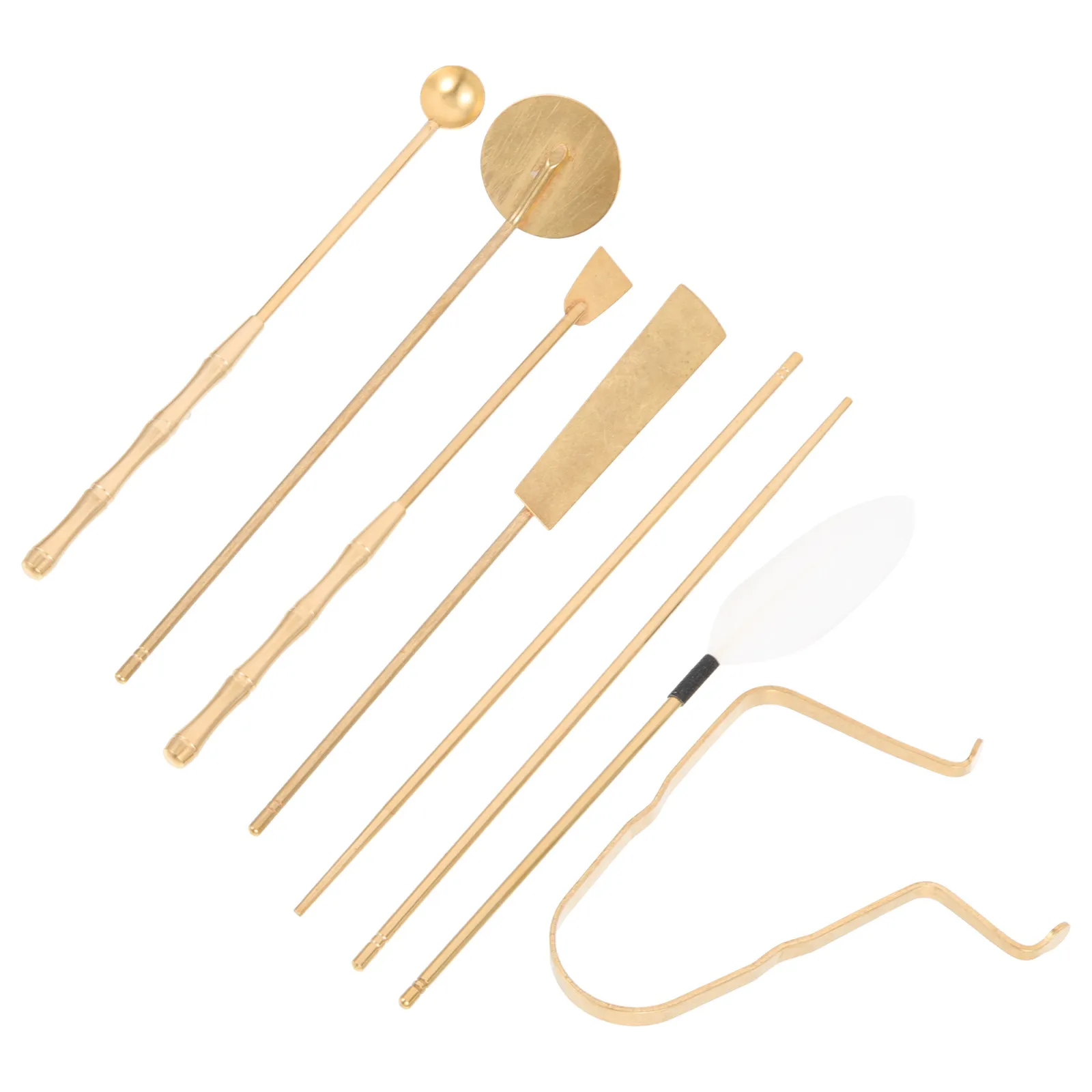 7Pcs Brass Incense Ash Presser Kit Premium Incense Tool Set for Meditation Yoga Room Temple Home Office Tea Ceremony Ritual Use
