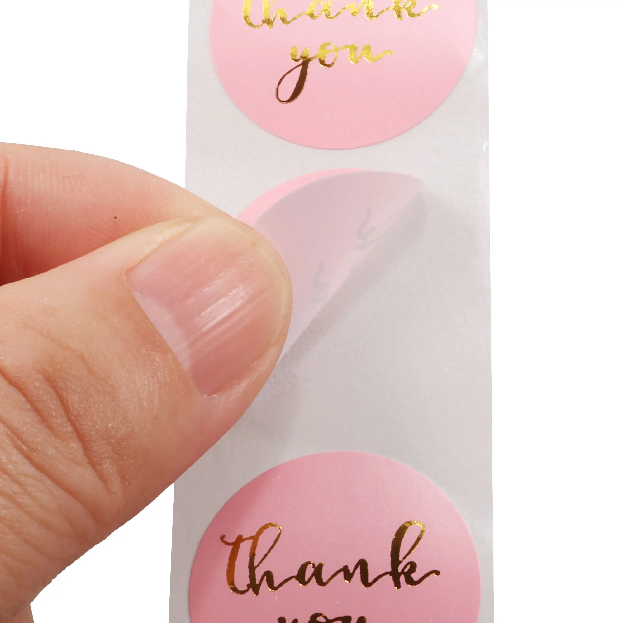 2 ม้วนสติกเกอร์ขอบคุณม้วน 1 นิ้ว 1000 ชิ้นป้ายสีชมพูสําหรับแพคเกจซองจดหมายกล่องเค้กขนาดเล็กธุรกิจงานแต่งงาน