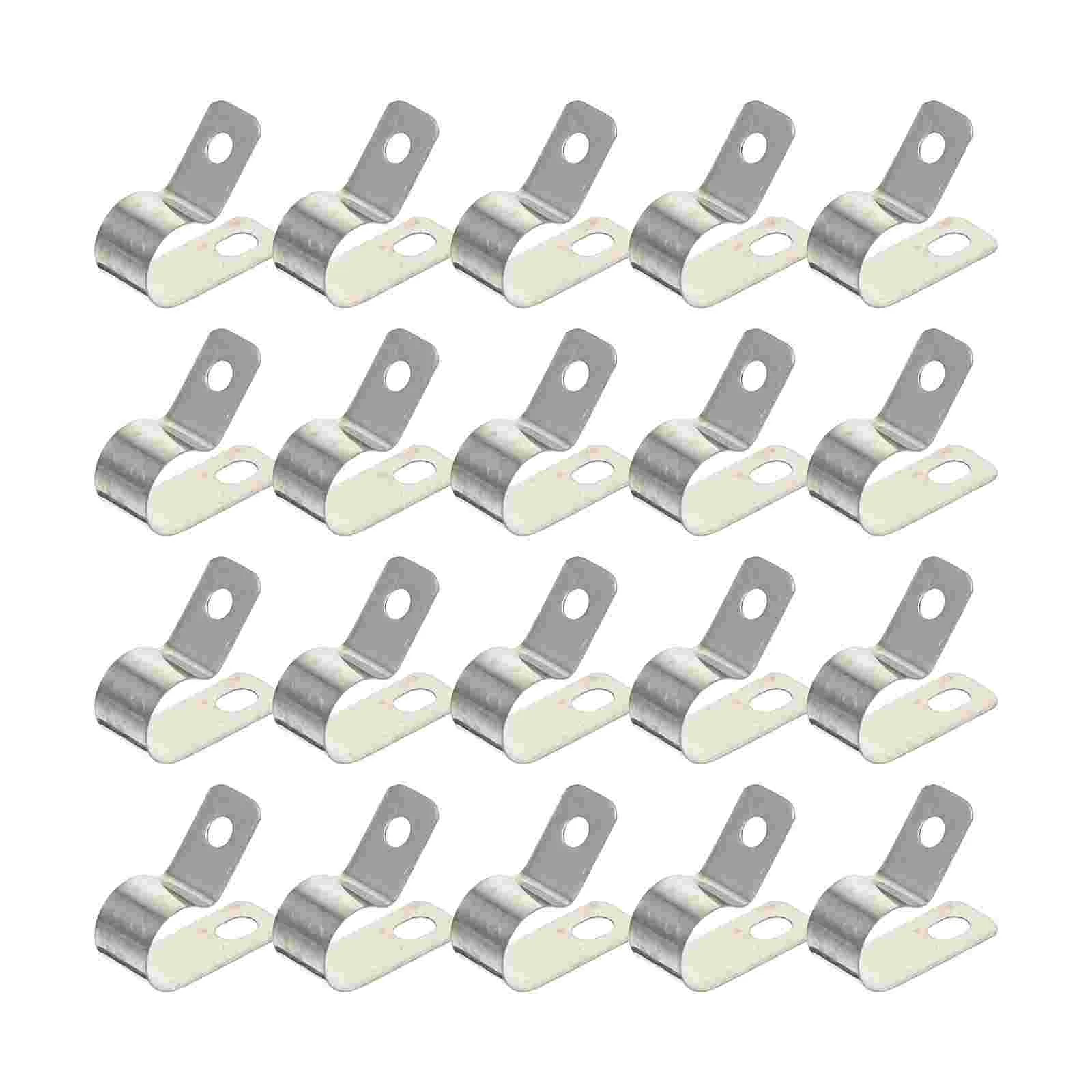 

20 Pcs Wire Clamp Type Patch Cables Management Fixator Fixed Buckle Silver Cord Clips
