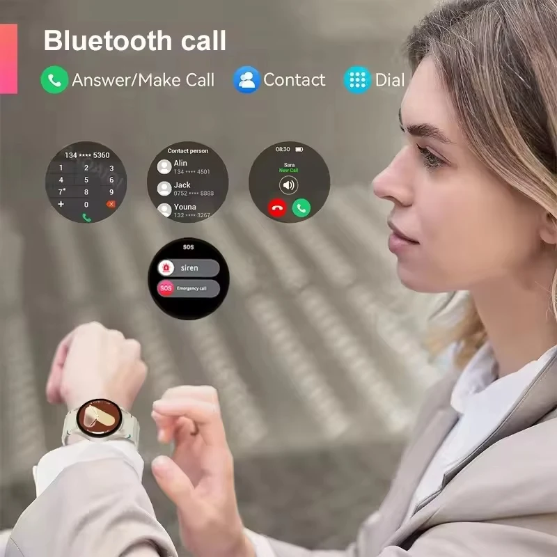 2025 الرائد الجديد المرأة موضة ساعة ذكية بلوتوث الاتصال مراقبة الصحة إنذار الرجال الرياضة Smartwatch هدايا العيد #3