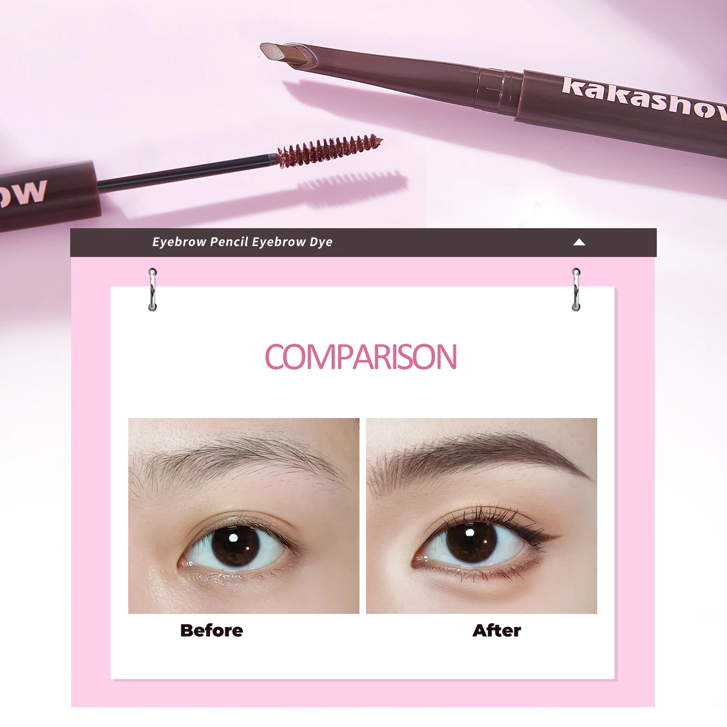 Kakashow Double Headed Eyebrow Pen, Eyebrow Dyeing Cream, Long lasting Color Rendering, Eyebrow Pen, Eyebrow Dyeing Cream