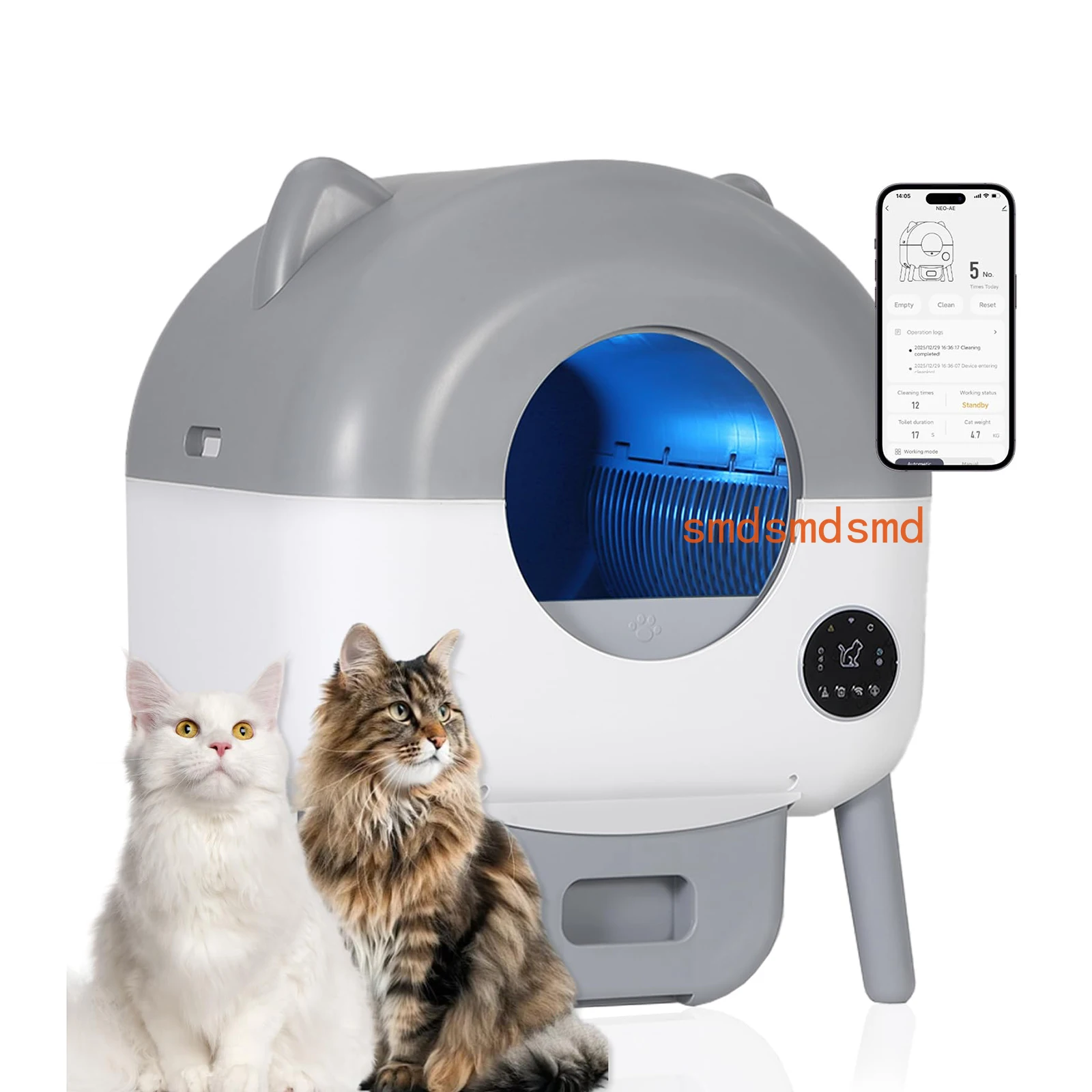 Automatic Self-Cleaning Cat Litter Box 76L Smart App Control Odor-Free w/Trash Bags, Electric Litter Solution, for Multiple Cats