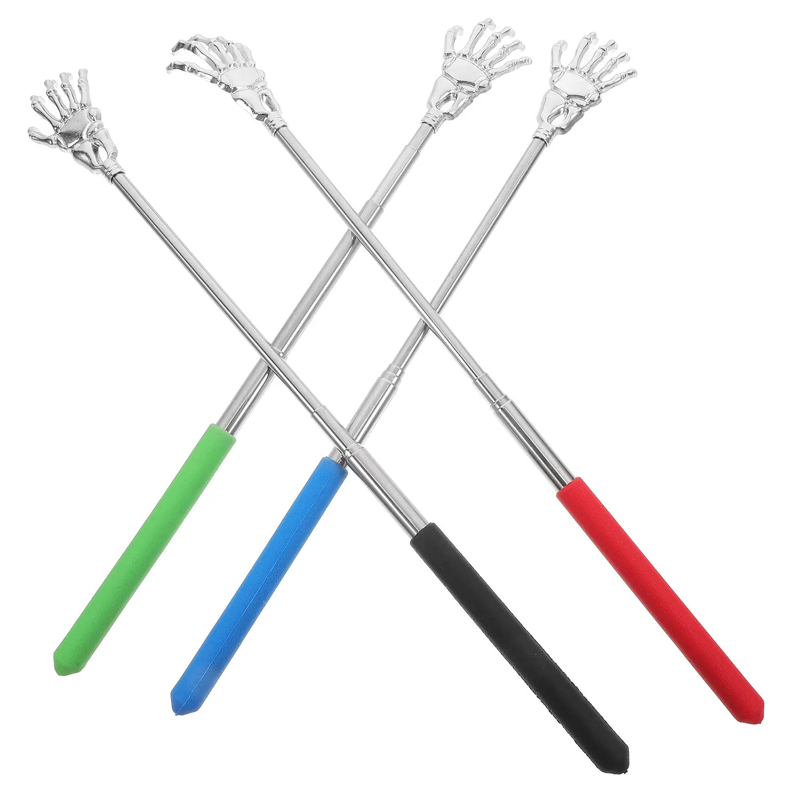 

4 шт. телескопические металлические царапины для спины с резиновой ручкой, массажер, уникальный дизайн рук, противоскользящие, для путешествий пожилых людей