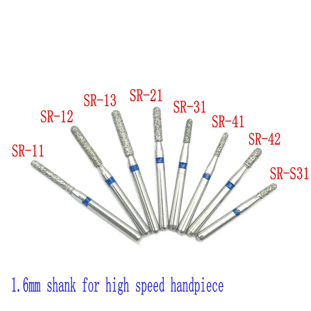 50 szt. Dentystyczne wiertła diamentowe szybka prostnica dentystyczne diamentowe wierteł dentystycznych FG 1.6mm z trzonkiem diamentowym seria SR
