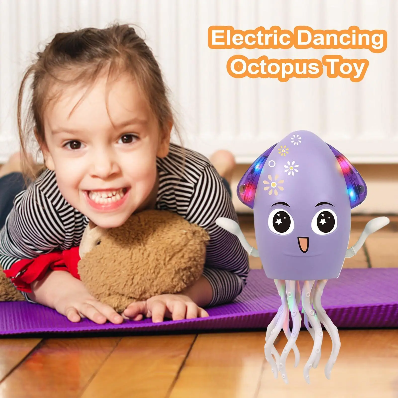 Elektrisch dansend octopusspeelgoed Automatische obstakelvermijding Octopus USB oplaadbare elektrische robot met LED-verlichting en muziek voor