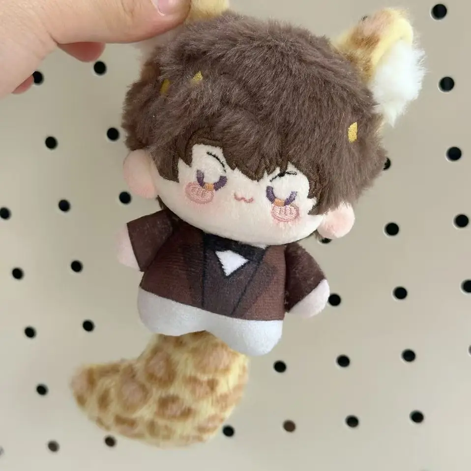 10cm jogo amor e espaço profundo caleb cosplay gato orelha cauda boneca de pelúcia brinquedo fofo maumet fantoche brinquedos menina amigo presente boneca