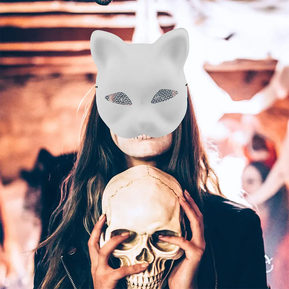 

3Pcs Cat Face Mask for Women Elegant Matte Finish Breathable Structure Stylish Feline for Cocktail Party Cos Events