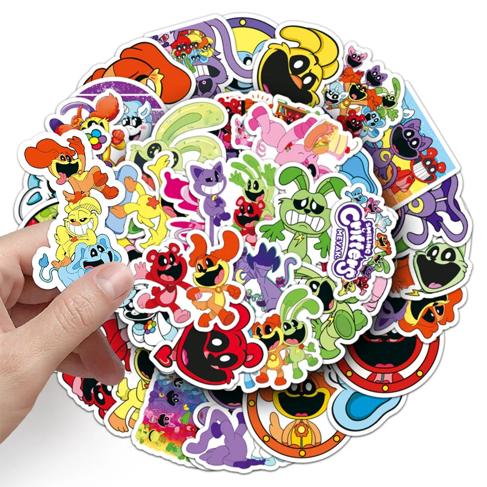 10/30/50pcs Smiling Critters Cartoon Game Stickers Horror Animal Graffiti Sticker Skateboard Laptop Bike Phone Kid DIY Decal Toy