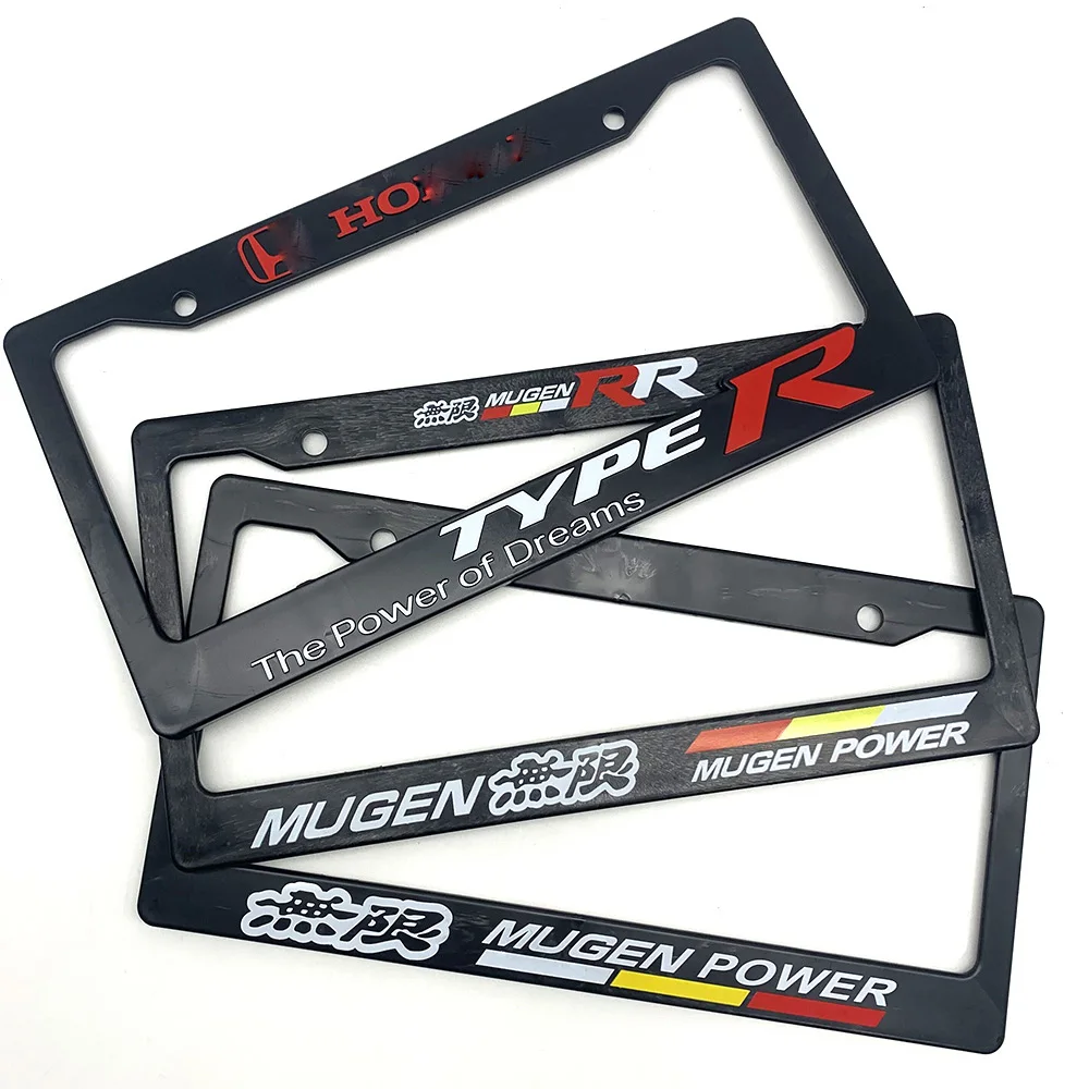 2PCS USA Standard Car License Plate Frame JDM Racing For Honda Mugen Decoration Auto Number Plate Frame Accessories