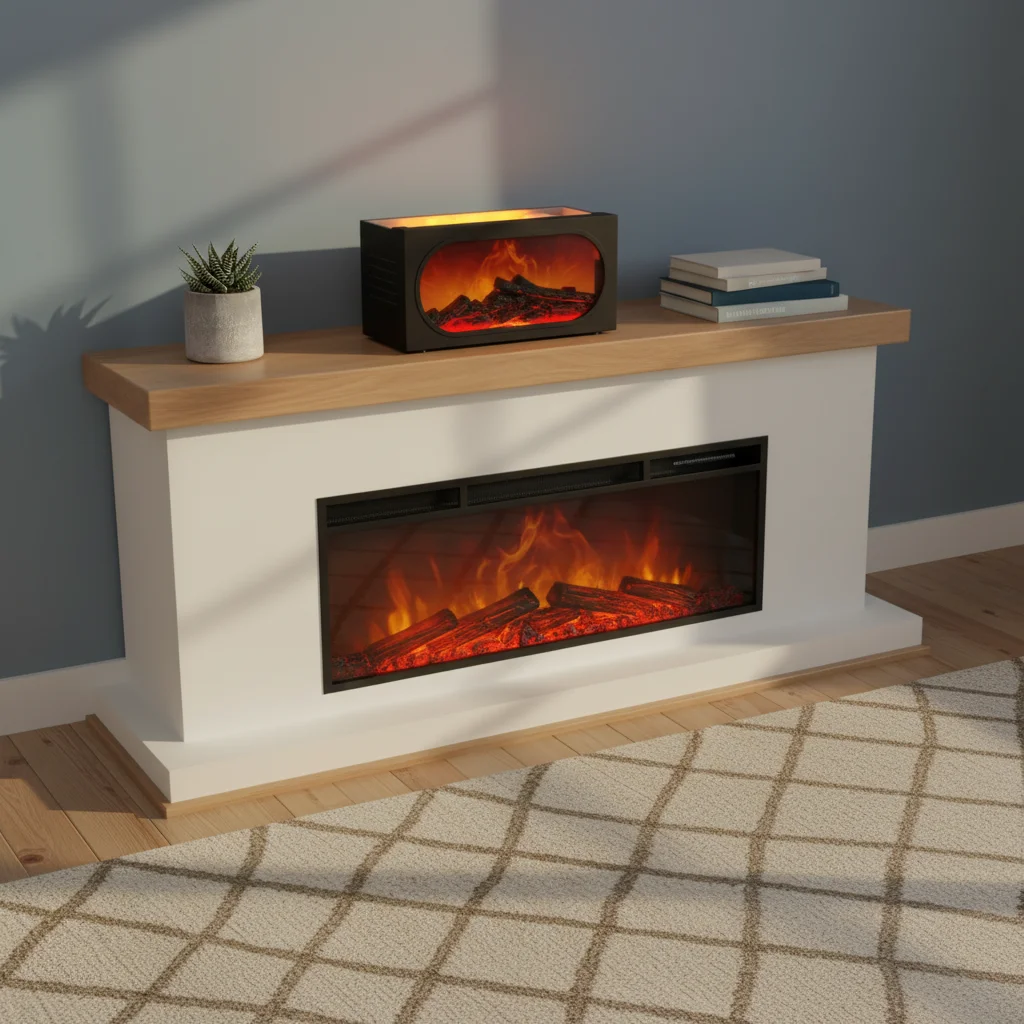 1Set Fireplace Humidifier Aroma Flame Humidifier 3D Simulated Flame Ambient Light Humidifier With 7 LED Light Colors Tool