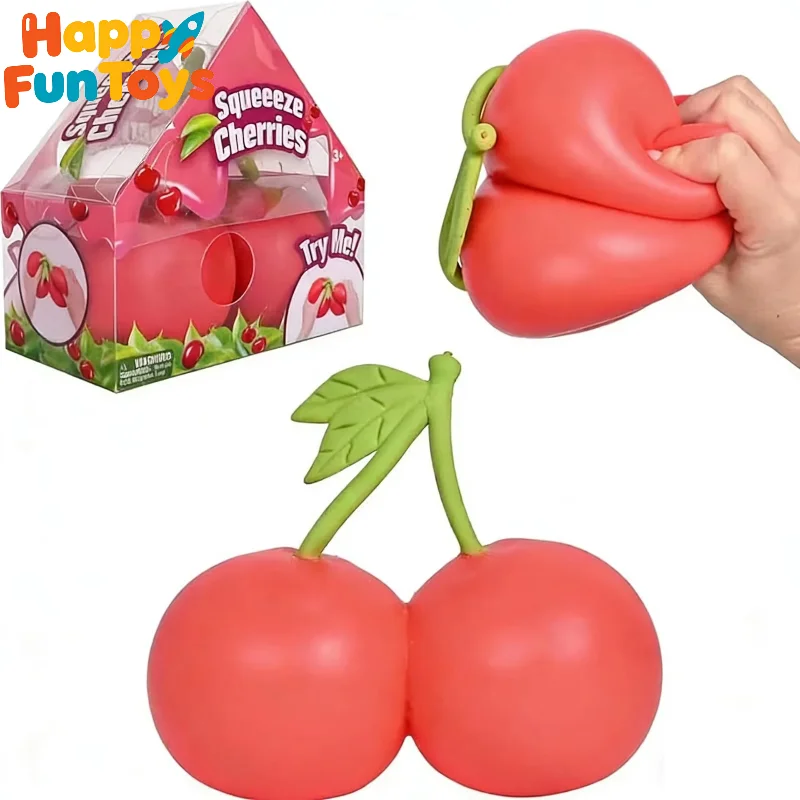 Squeeze Cherries Squishy Stress Relief Sensory Toy Slow Rebound Fidget Toy For Adults ASMR Sensory Stress Relief Toy Daily Joy