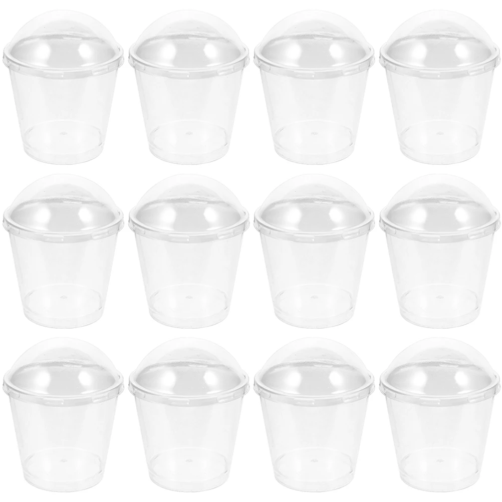 

25 Pcs Disposable Dessert Cups Lids for Yogurt Ice Cream Clear Plastic Mini Fruit Cake Appetizer Small pudding cups