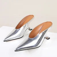 Eilyken Pointed Toe Women Slippers Shoes Designer Shallow Wedges High Heels Banquet Mule Zapatos De Mujer - Image 2