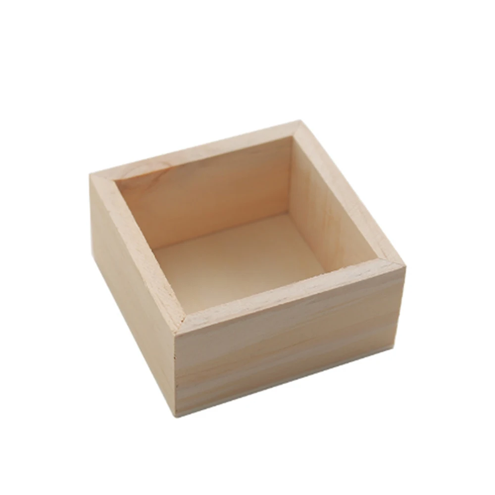 1 x Logs Wooden Desktop Storage Boxes Horticulture Succulent Plants Flower Pots Square Wooden Boxes Home Decoration