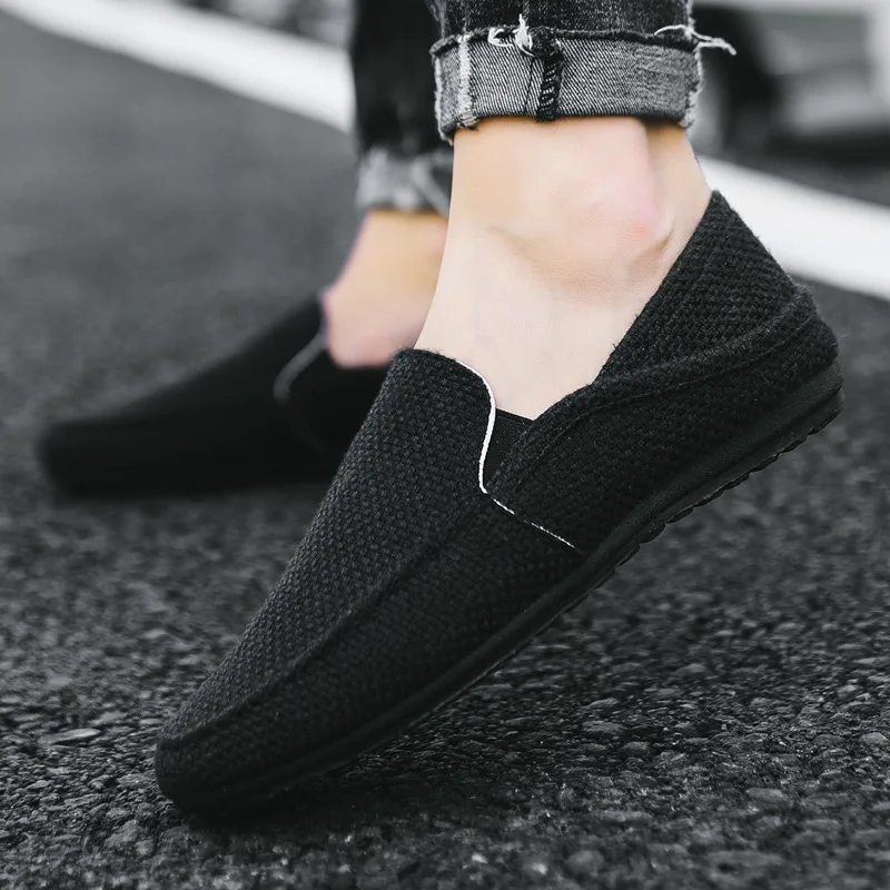 Shoes Mens Flats Cotton Fabric Loafers Casual Breathable Summer Shoe Fashion Slip On 39 To 49 Large Size Walking Outdoor Indoor