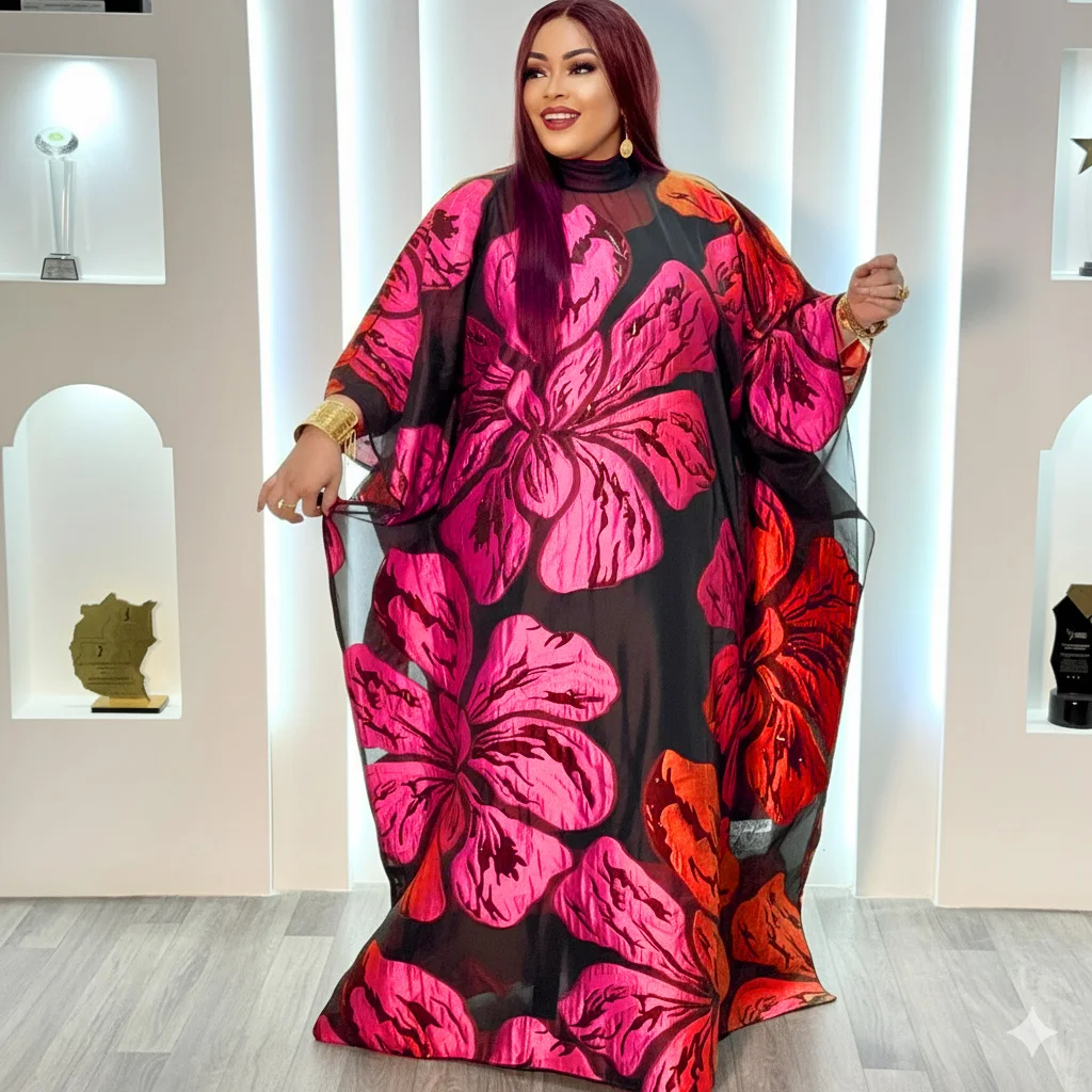 

Африканское платье для женщин: абайя с вышивкой, больших размеров, элегантное, для вечеринок и церкви