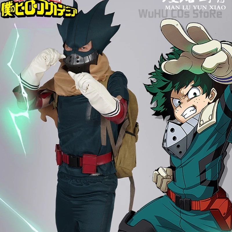 

Anime My Hero Cosplay Academia Midoriya Cosplay Izuku Deku Mask Unisex Set Wig Manga Anime Cosplay Costume Bag Cosplay