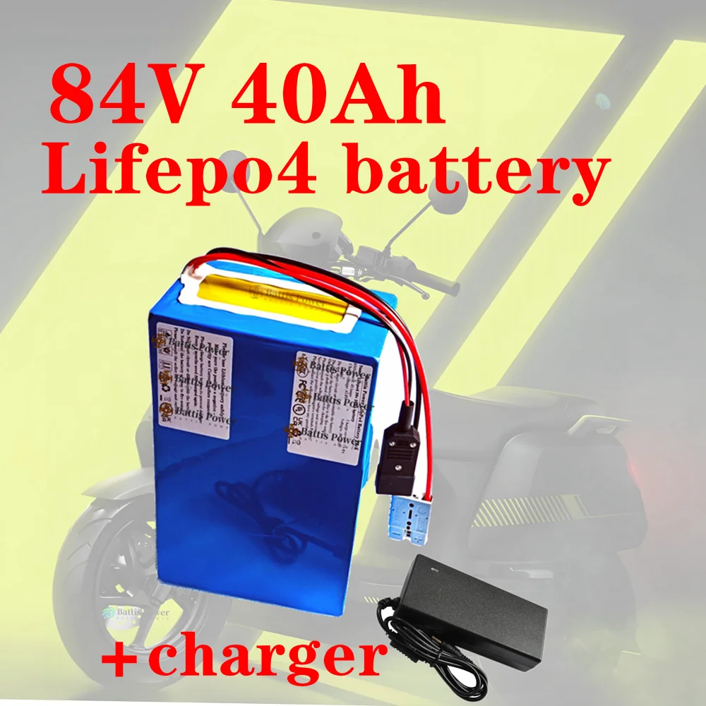 

Teswatts 84v 40Ah high quality battis power lithium ion battery Lifepo4 battery 23S BMS+10A charger