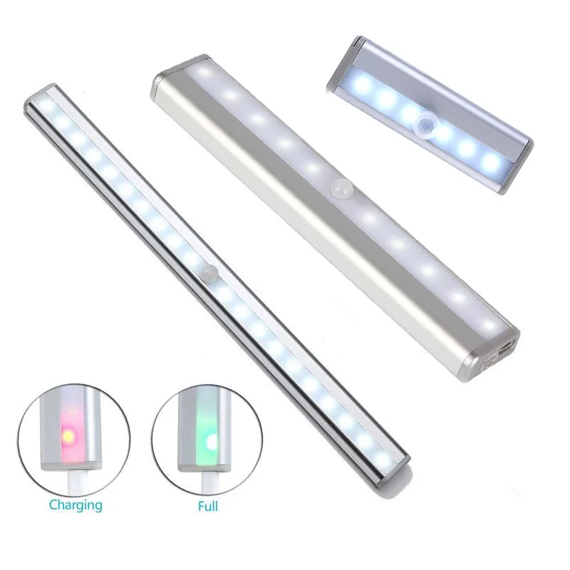 

Intelligent body sensing led night light wardrobe light 6 lights 10led cabinet light battery charging model