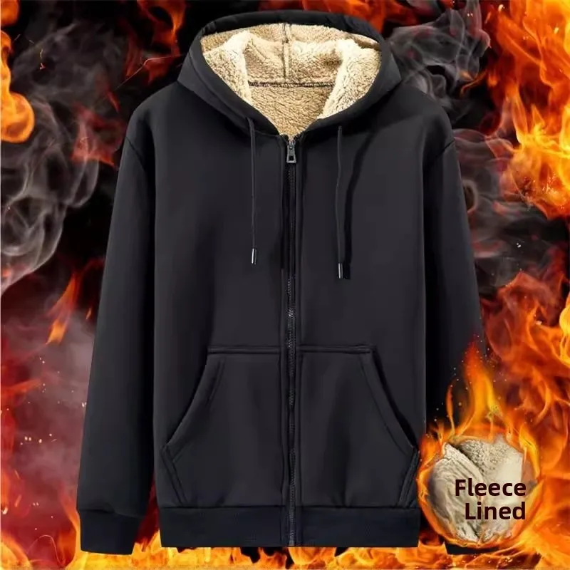 Felpa da uomo casual con cappuccio foderata in Jaet autunno inverno cappotto in pelle eepskin taglie forti capispalla comodi e vestibilità ampia