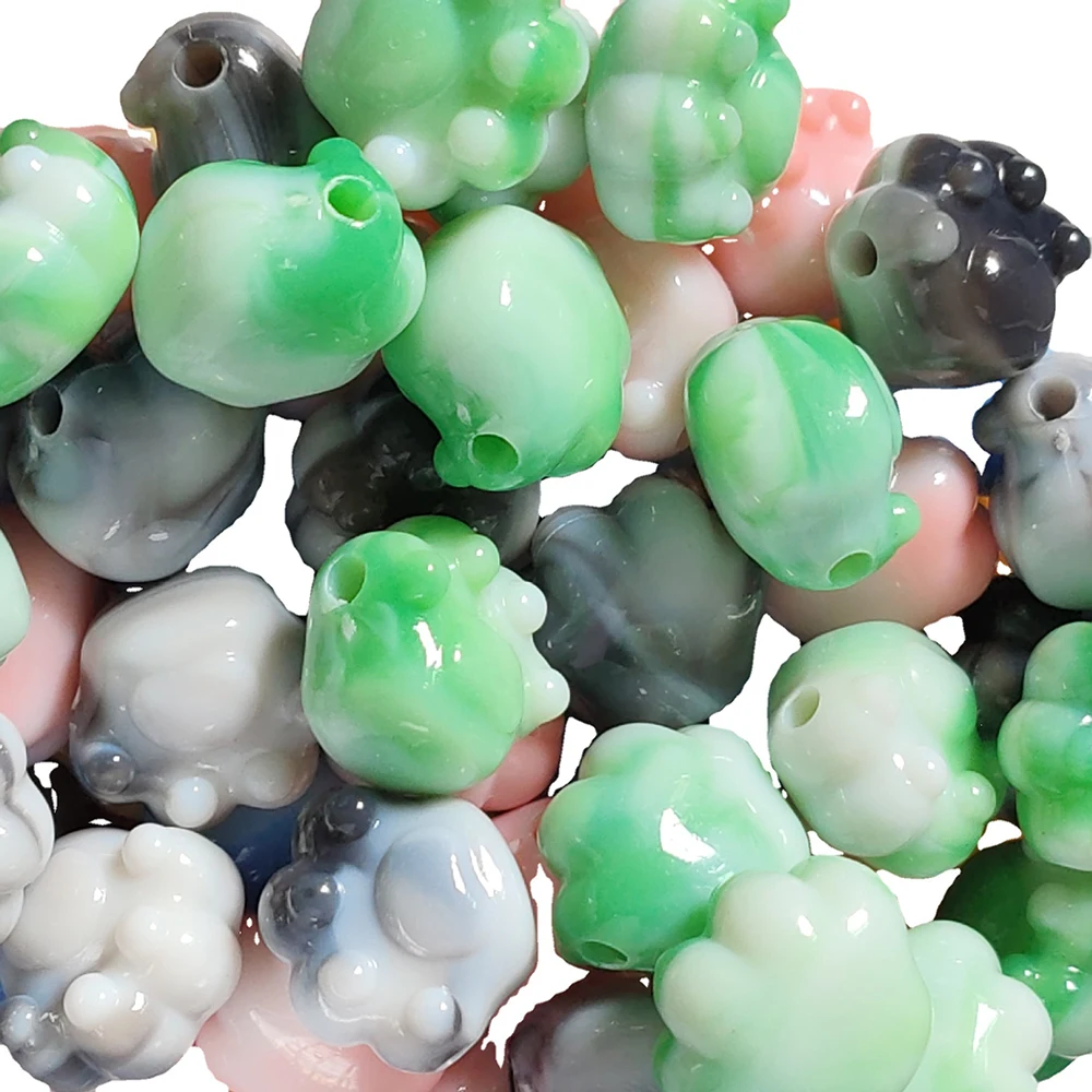 10Pcs 18*16mm Cute Cat Paw Charms Spacer Loose Beads Acrylic Beads For Jewelry Making Accessories DIY Bracelet Necklace
