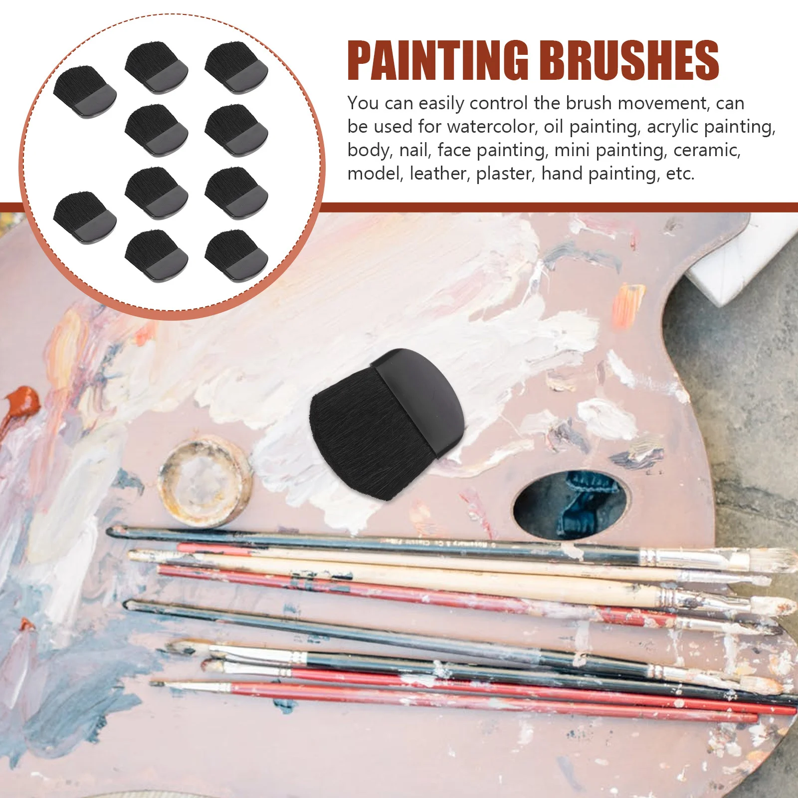 10Pcs Household Paint Brushes Easy Clean Warm Water Rinse Reshape Bristles DIY Art Projects Paintbrush Portable Paint Brush