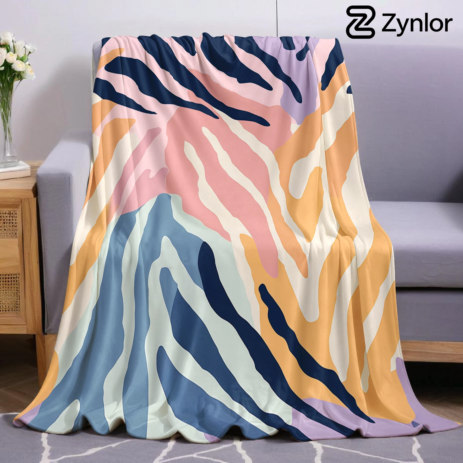 Pastel Zebra Stripes Ultra Soft Sherpa Fleece Blanket Fluffy Warm Halloween Cozy Throw for Sofa Couch Bedroom Gift All season
