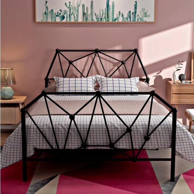 

Simple Nordic style civilian host lying iron art bed 1.2m 1.5m single double bed adult children