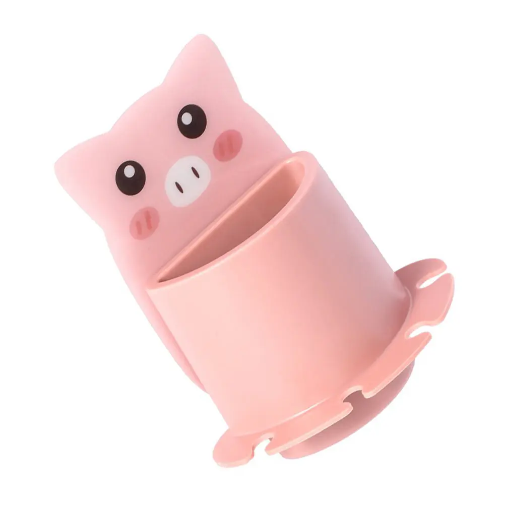 

Cute Self Adhesive Toothbrush Holder Bathroom Wall Rack Storage Shelf for Toothpaste Brush ganizer Compact Plastic Bracket No