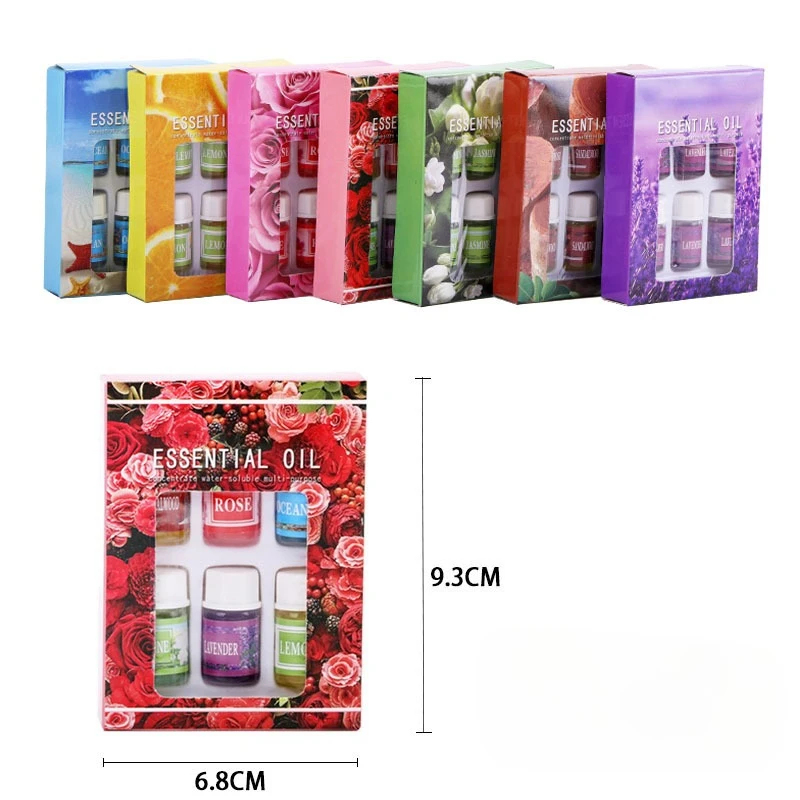 6*3ml Essential Oils Aromatherapy Lavender Rose Mix Oils Water-soluble Oil Humidifier Room Fragrance Essential Aroma Diffuser