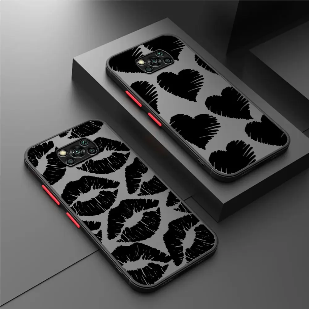 Gothic Style Black Lip Case For Xiaoimi Poco X3 NFC 11T Pro 11 Lite X5 X4 12 13 9T 12X F3 M5 C40 C50 C51 Funda Back Phone Cover