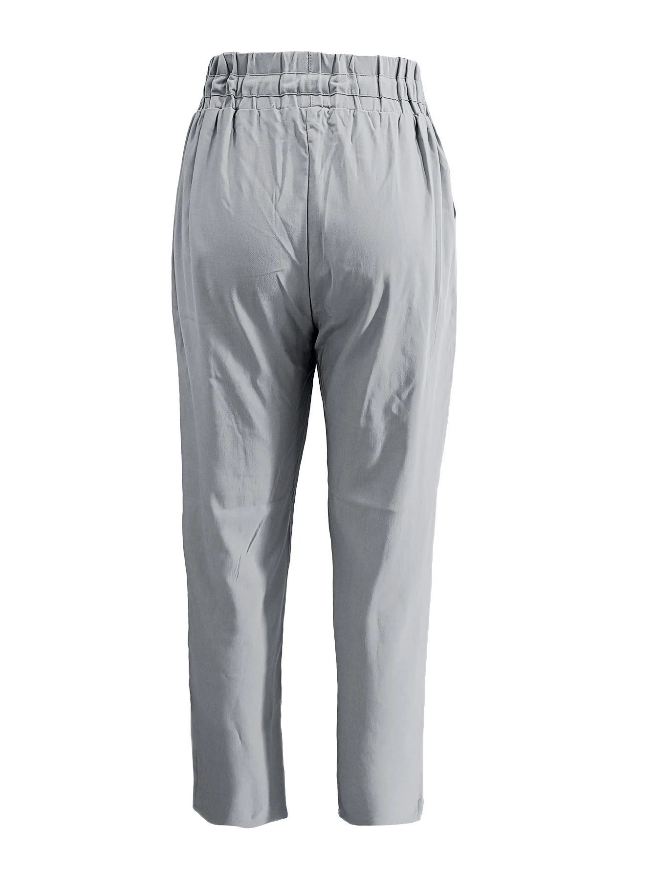 Neue bequeme Damenhose mit hoher Taille und Kordelzug, einfarbig, lässige Hose mit Taschen für Workout, Lounge und Alltag. – Detail 6