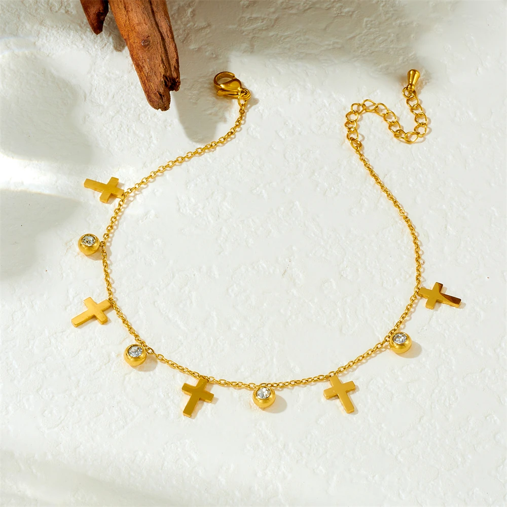 Picture 5: DIEYURO 316L Stainless Steel Golden Tree of Life Zircon Anklets For Womens Girl New Trend Foot Chains Anti-Rust Jewelry Gift