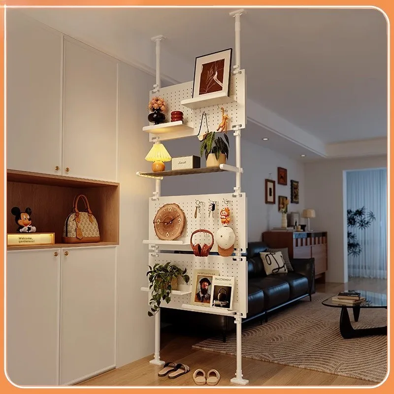 Ultra Slim No Drill Pegboard Entryway Storage Rack Partition Screen Wall Mounted Perforated Board Storage Rack Furniture