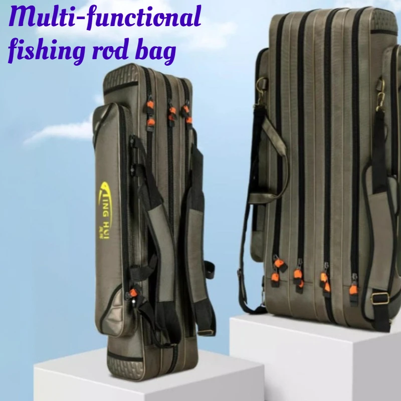 Outdoor Multi-functional Waterproof Fishing Rod Bag Portable Large-capacity Lightweight Fishing Gear Storage Bag Tackle Supplies