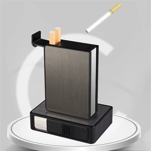 Portable automatic cigarette for men, waterproof metal cigarette box, starting case, no longer device, capacity 20pcs 12 Main Sales Lighter Door - №9