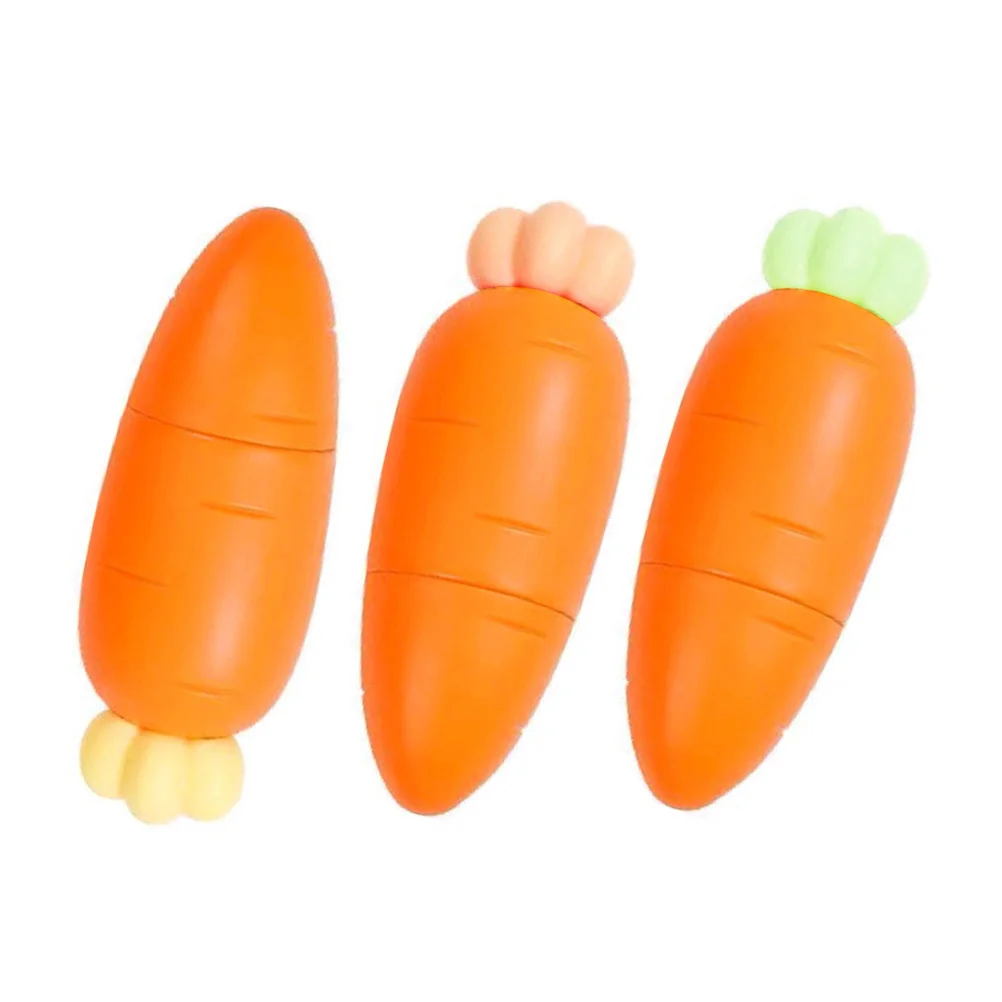 

3 Pcs Mini Highlighters Colored Pens Markers Carrot Shaped Cartoon Design Students Office Supplies Lightweight Compact