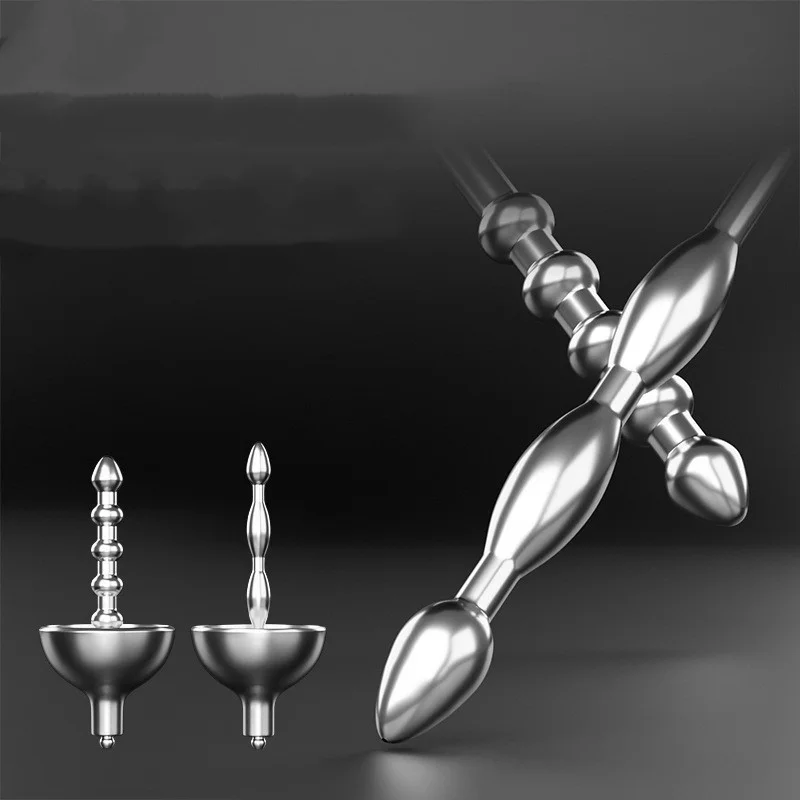 1 Set 8 Modes Electric Shock Metal Anal Bead Butt Plug Adult Sex Toys for Men Masturbation Horse Eye Massage Urethral Sounding