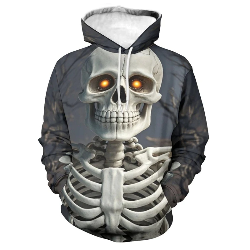 Halloween Skull 3D Printed Hoodies For Men Clothes Bloody Design Pullovers Horror Pumpkin Ghost Sweatshirts Goth Unisex Hoody