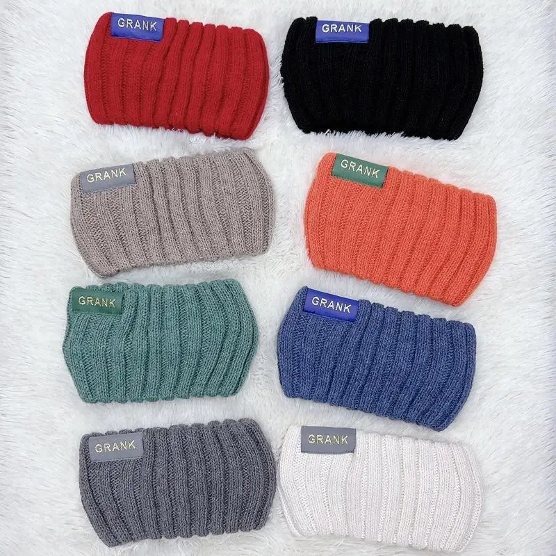 Femmes hiver large bandeau couleur unie tricoté chaud bandeau filles Punk élastique chapeaux sport bandes de cheveux accessoires